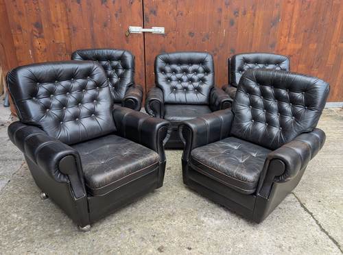 Designer leder sessel - 5x,