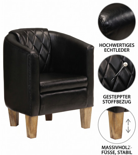Clubsessel schwarz echtes - clubsessel,