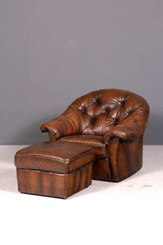 Chesterfield sessel mit hocker - chesterfield,