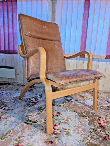 Vintage leder sessel stouby - sessel,